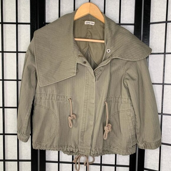 Anthropologie Military Cropped Coat Green Medium - Picture 3 of 7